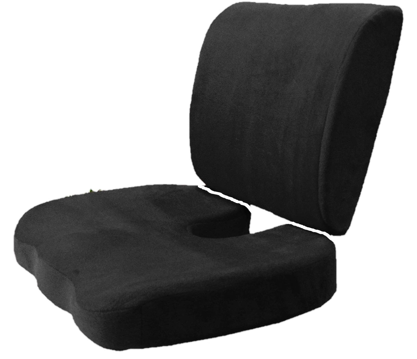 2PC SET - Premium High Resilience Memory Foam Lumbar Support Back Cushion and Coccyx Seat Cushion Pad
